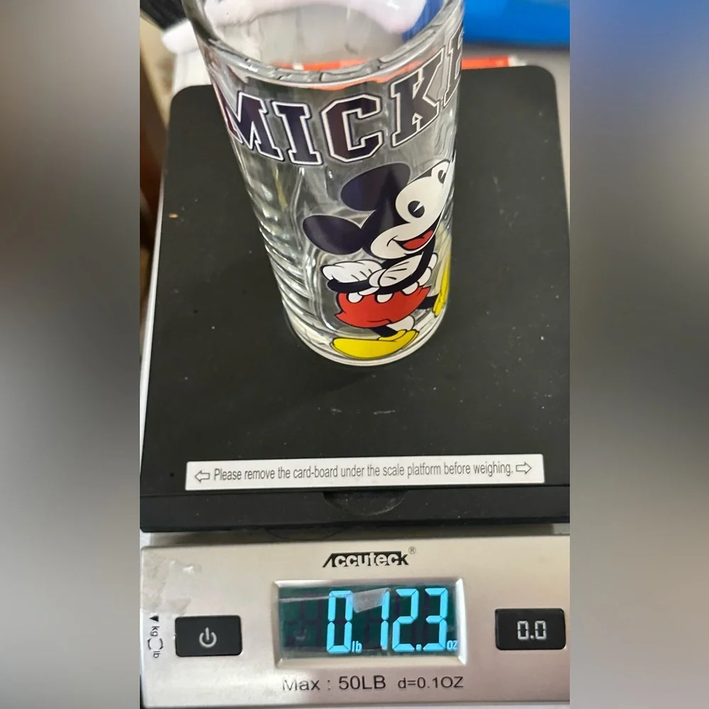 Disney Mickey Mouse Glass Drinking Cup‎ Block Letters Collectors Souvenir 16oz.